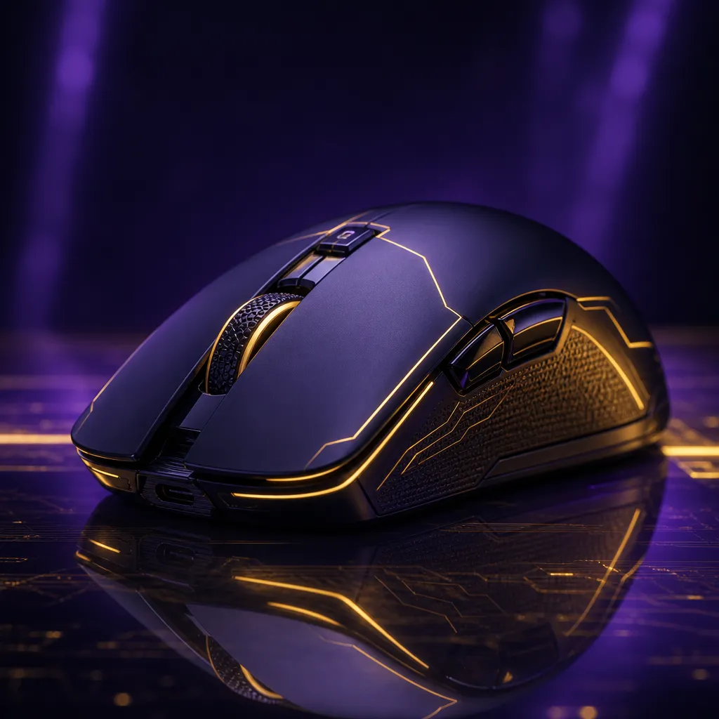 Souris gaming sans fil XTRFY M8 ultra légère noire aux liserés or