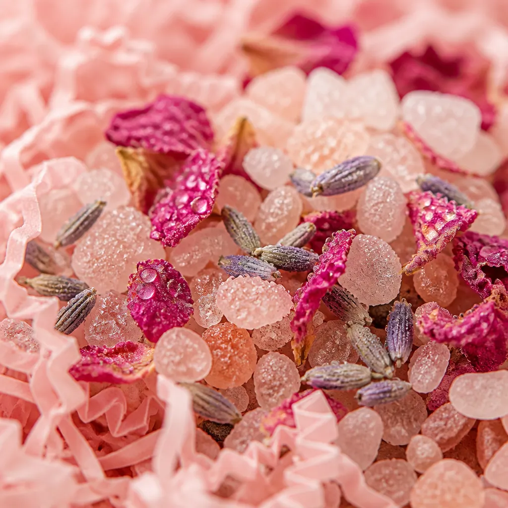 Sel de bain aux pétales de rose séchées