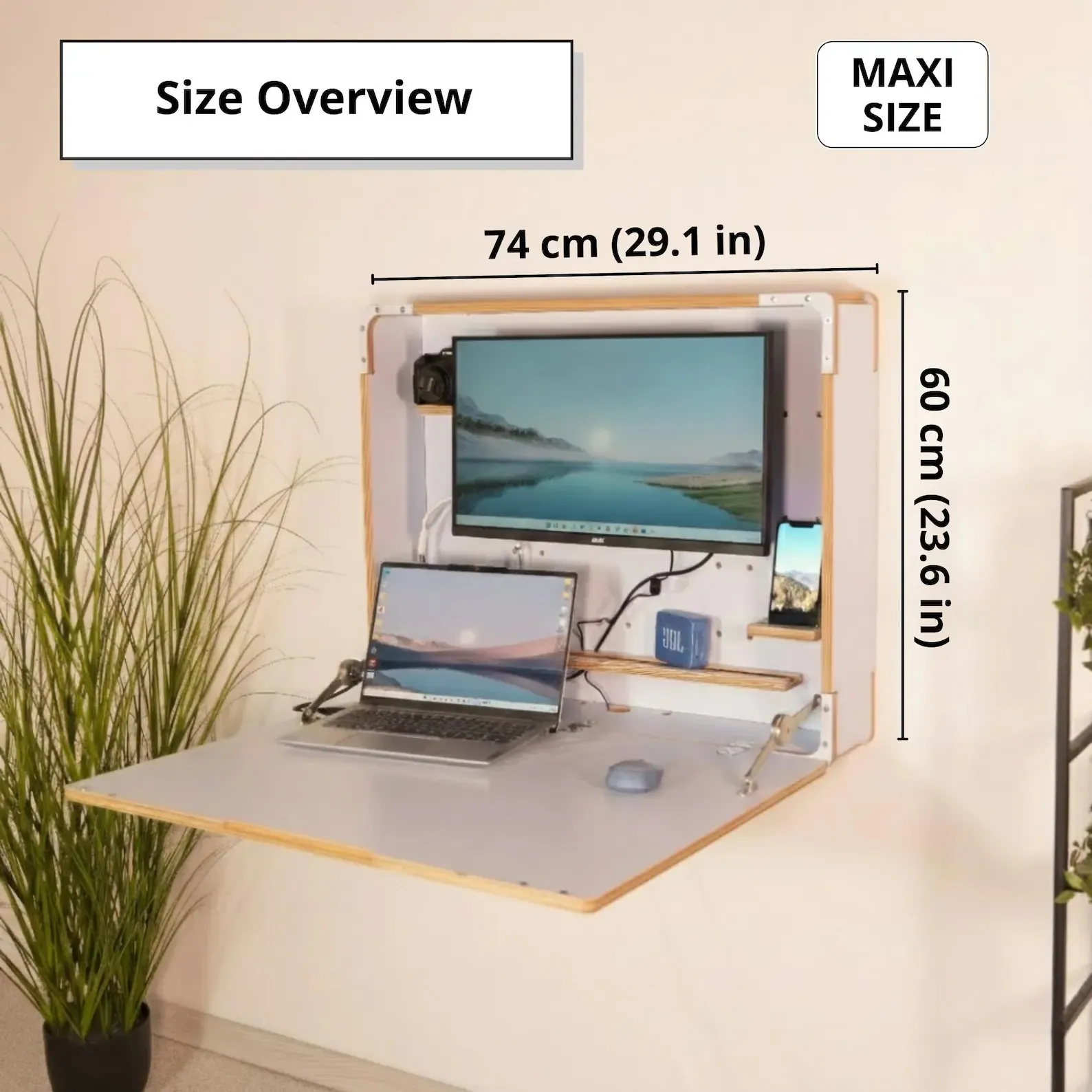 Bureau mural maxi de 74 par 60 centimètres