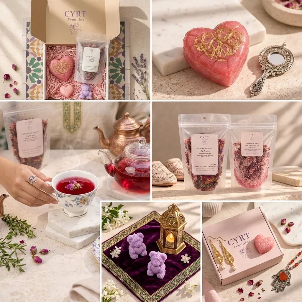 Moodboard artistique de l'univers de soin CYRT Feminine