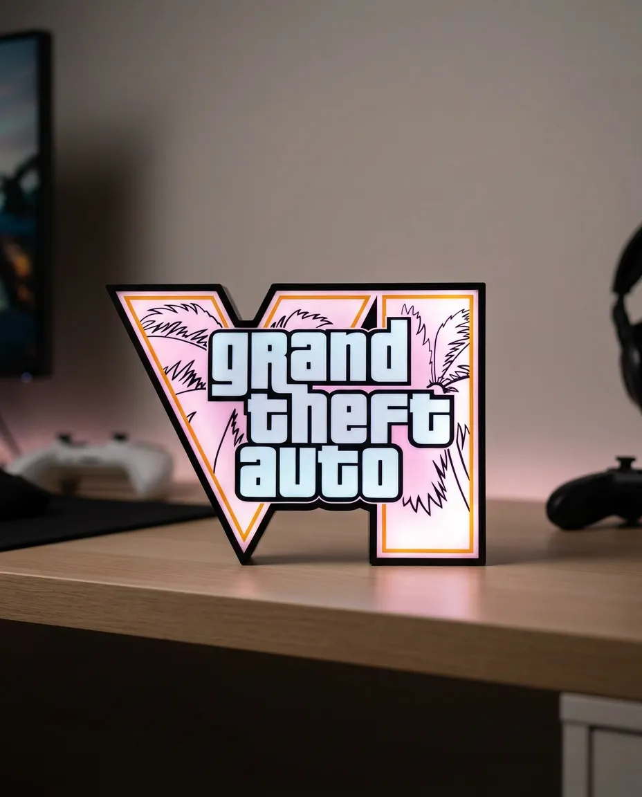 GTA VI Lightbox فوق مكتب الألعاب
