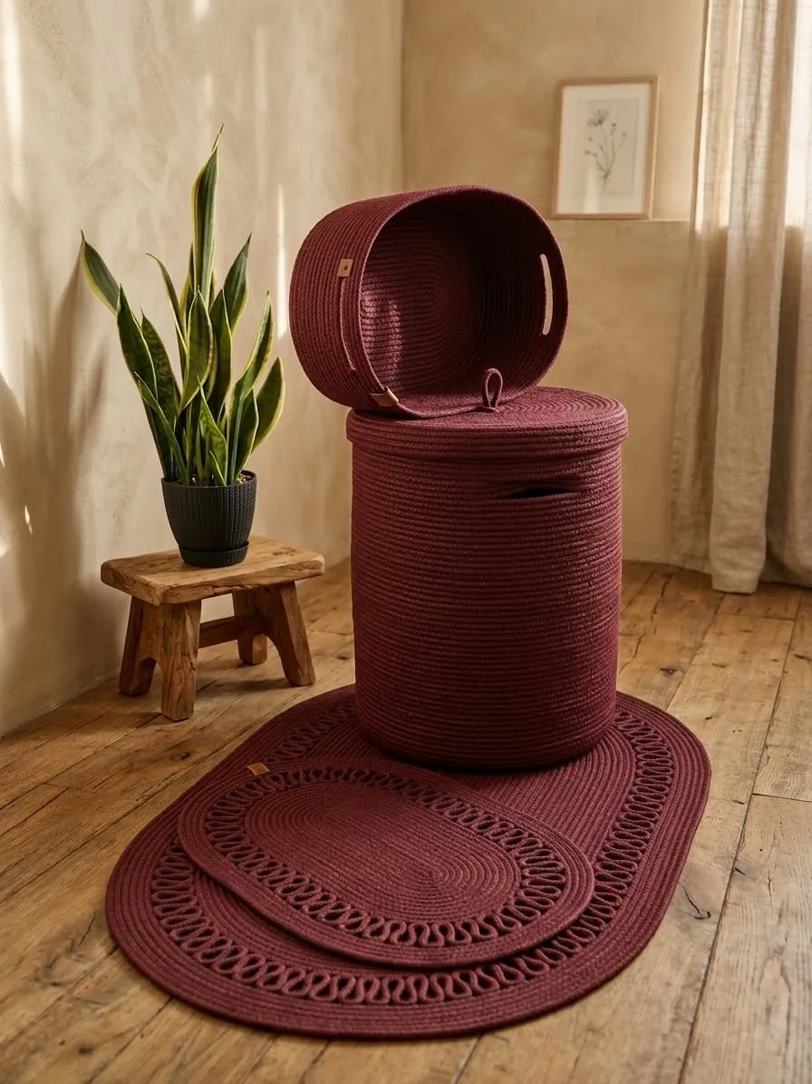 Ensemble Kenzi de paniers et tapis, vue trois