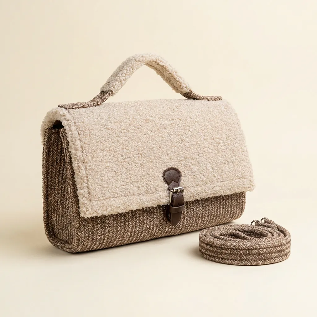 Sac Kenzi gris brun avec sa bandoulière enroulée