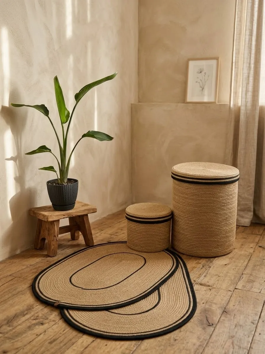Ensemble Kenzi de paniers et tapis, vue quatre