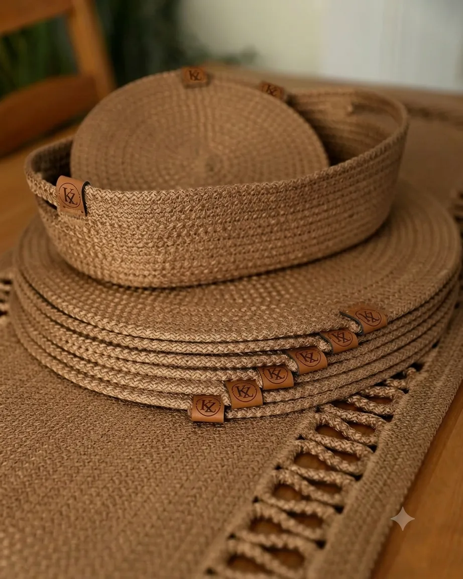 Ensemble naturel de paniers et dessous de table Kenzi