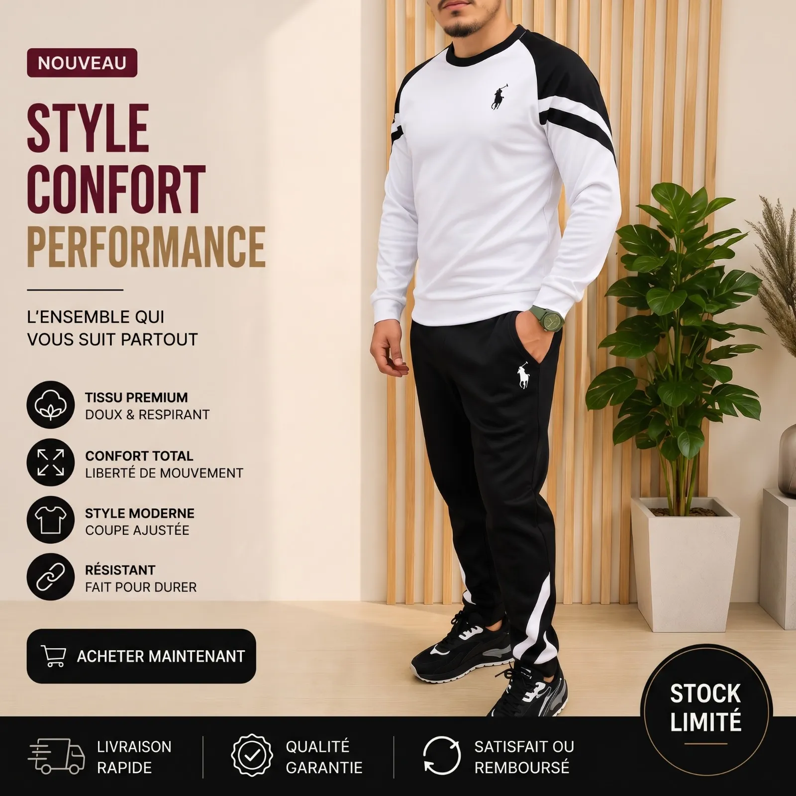 Ensemble Noir et Blanc POLO